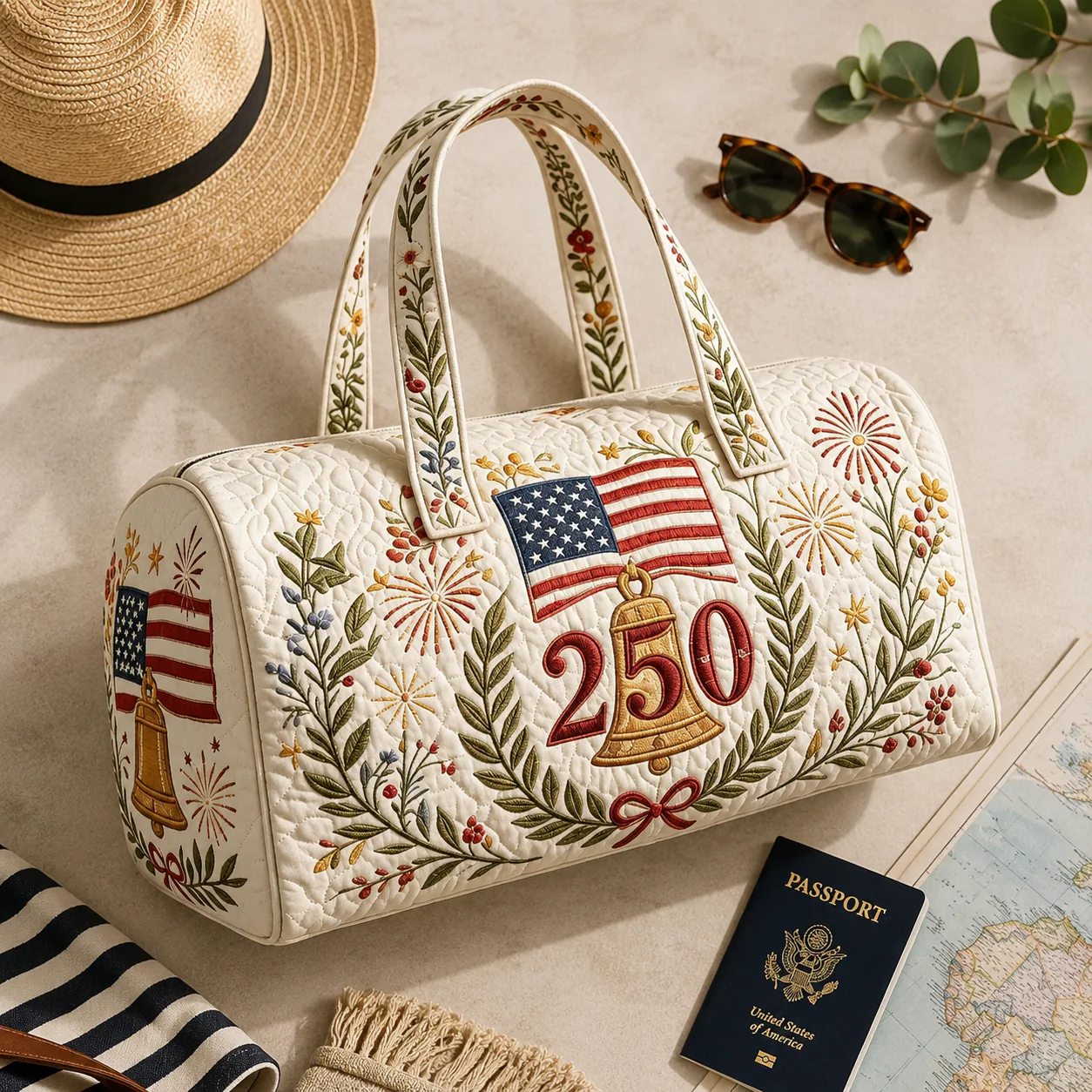 American Flag 250th Anniversary - Traveling Quilted Duffle Bag - Gift For Patriots - Image 3