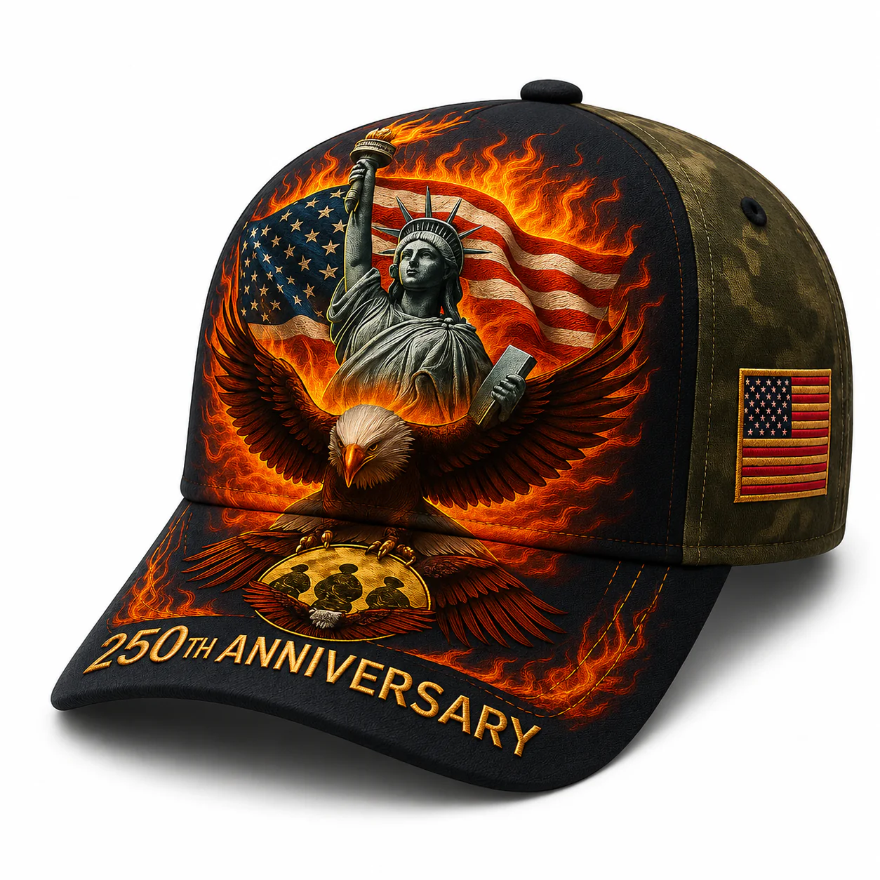 American Flag Bald Eagle Statue Of Liberty 250th Anniversary - Personalized Classic Cap - Gifts For Patriots