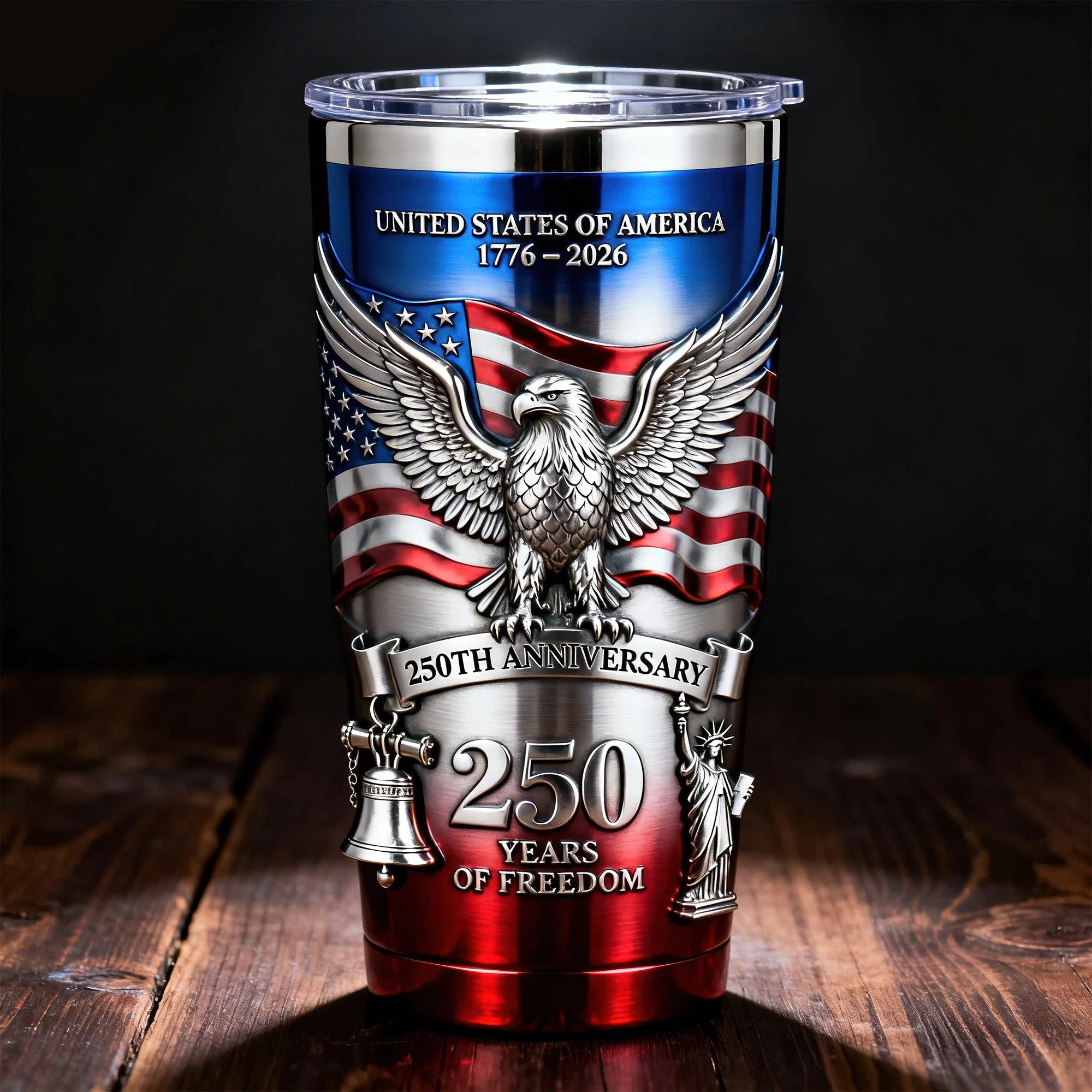 American Flag Eagle 250th Anniversary - Personalized Tumbler - Gift For Patriot - Image 2