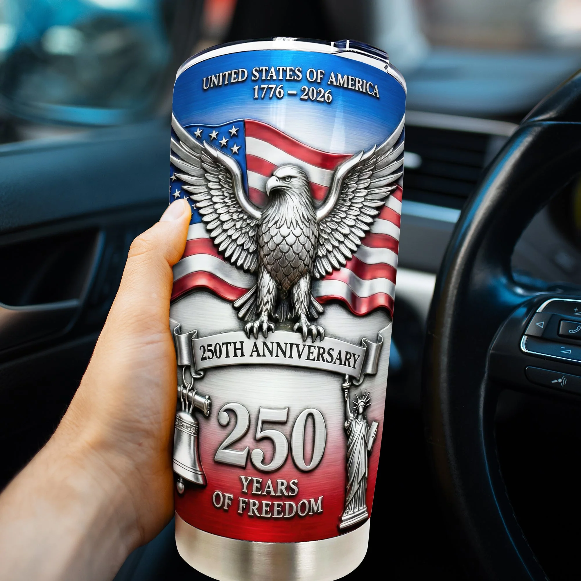 American Flag Eagle 250th Anniversary - Personalized Tumbler - Gift For Patriot - Image 4
