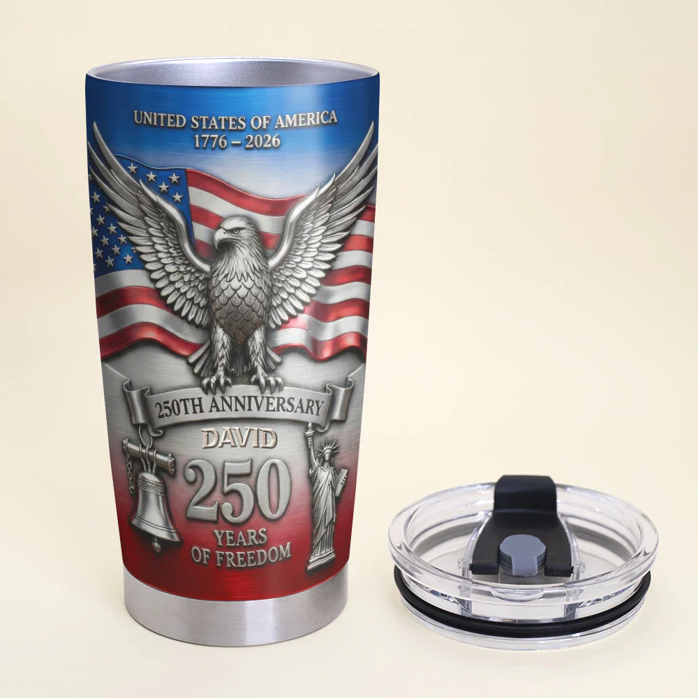 American Flag Eagle 250th Anniversary - Personalized Tumbler - Gift For Patriot - Image 5