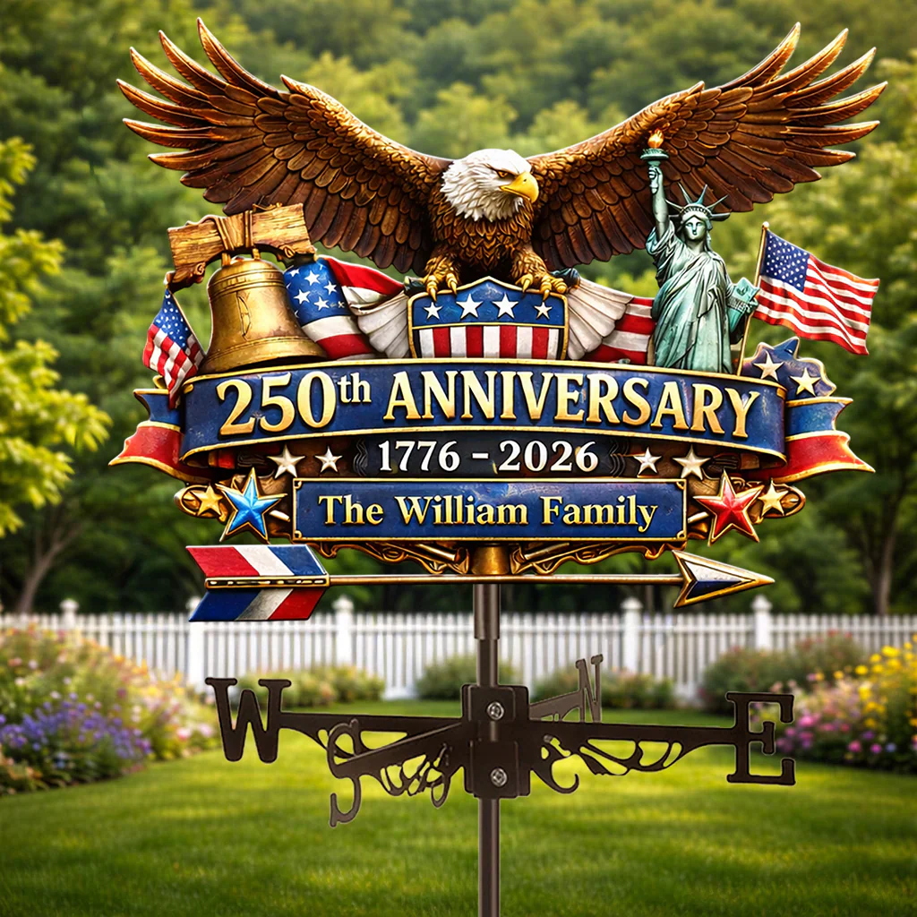 American Flag Eagle 250th Anniversary - Personalized Weather Vane - Gift For Patriotic Family - Image 2