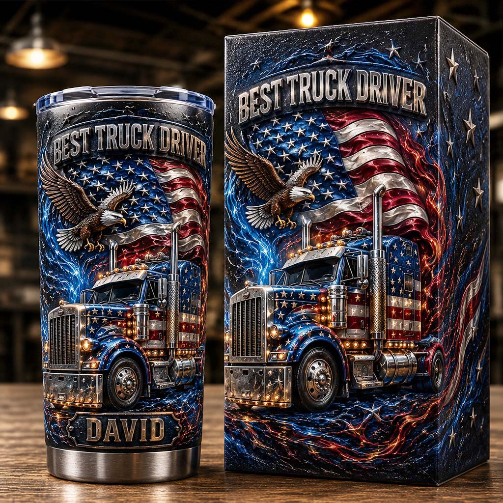 American Flag Eagle Best Truck Driver - Personalized Tumbler - Gift For Patriots