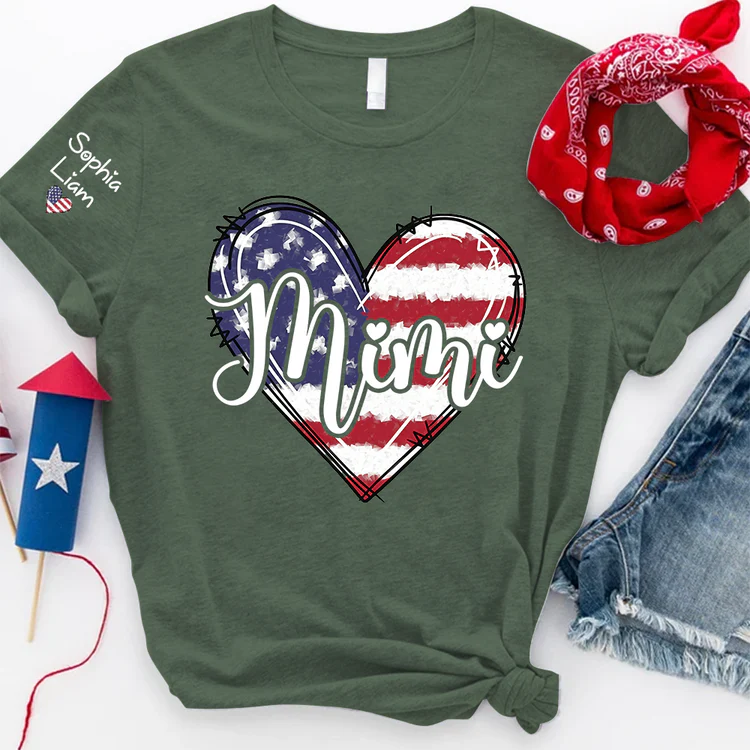 American Flag Heart Mimi - Personalized Shirt - Patriotic Gift For Mom, Grandma - Image 3