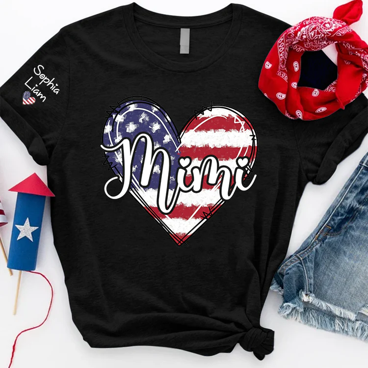 American Flag Heart Mimi - Personalized Shirt - Patriotic Gift For Mom, Grandma - Image 4
