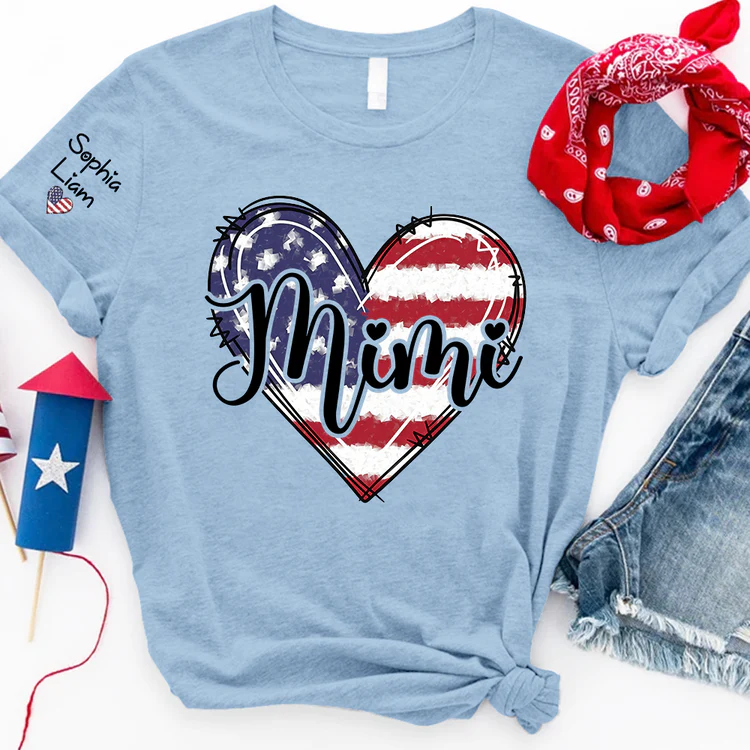 American Flag Heart Mimi - Personalized Shirt - Patriotic Gift For Mom, Grandma - Image 5