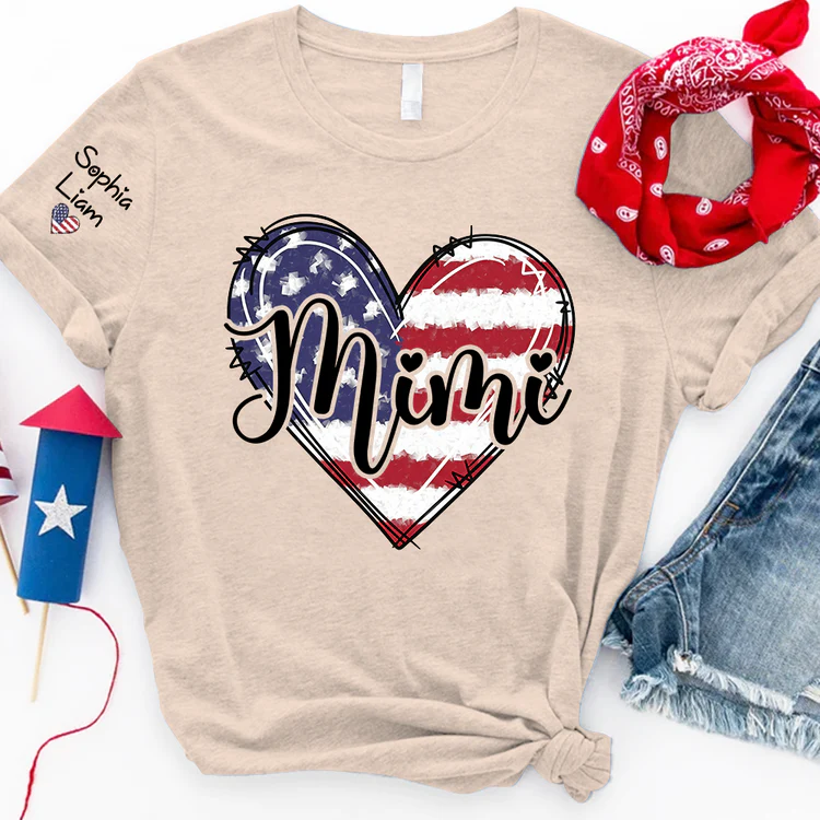 American Flag Heart Mimi - Personalized Shirt - Patriotic Gift For Mom, Grandma - Image 6