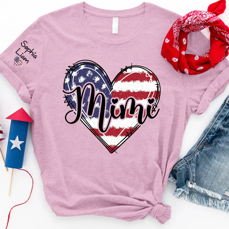 American Flag Heart Mimi - Personalized Shirt - Patriotic Gift For Mom, Grandma - Image 7