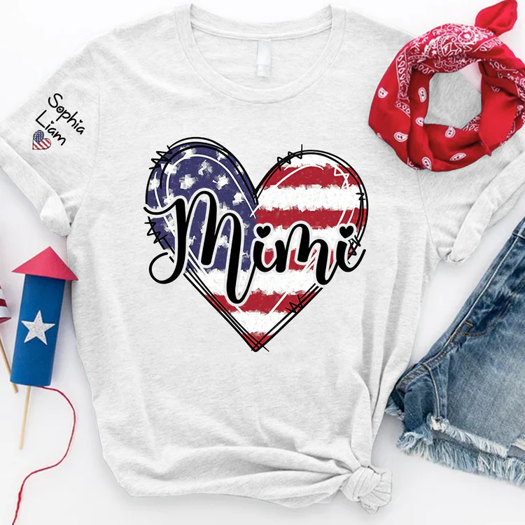 American Flag Heart Mimi - Personalized Shirt - Patriotic Gift For Mom, Grandma - Image 8