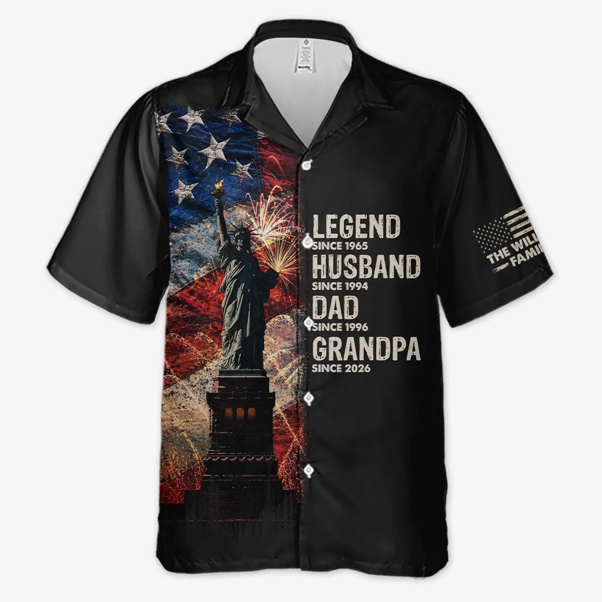 American Flag Legend Husband Dad Grandpa Since - Personalized Hawaiian Shirt - Gift For Dad, Grandpa, Husband - Image 3