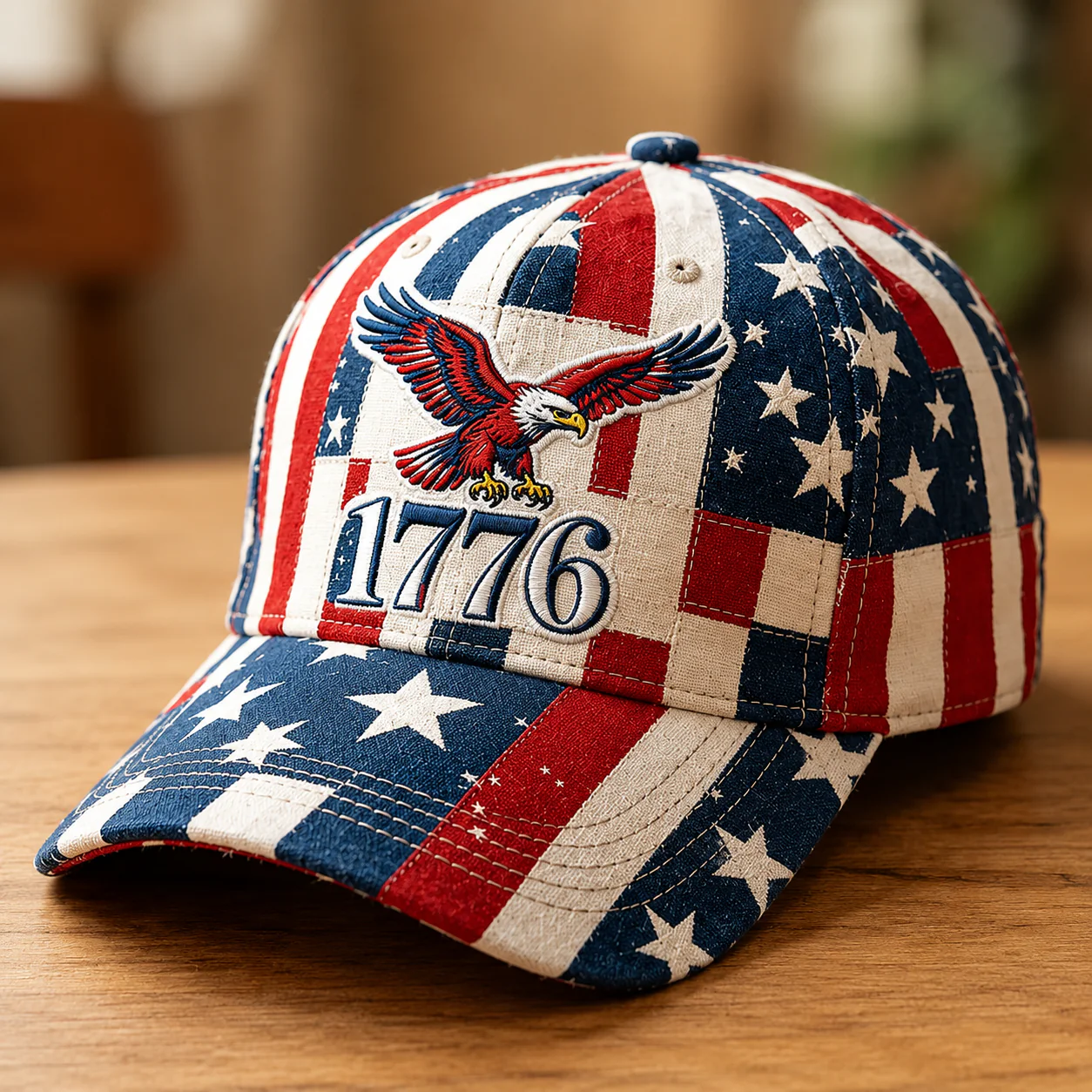 American Flag Patriotic Eagle 250th Anniversary 1776 - Personalized Classic Cap - Gifts For Patriots - Image 2