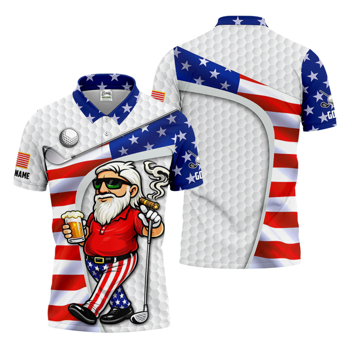 American Flag Swing Swear Drink Repeat Golf And Beer Patriotic Man - Personalized Polo Shirt - Gift For Dad, Grandpa, For Golf And Beer Lovers - Image 5