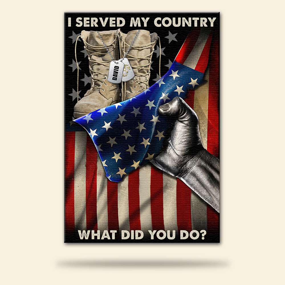 American Flag with Military Boots - Canvas Poster - Gift For Patriotic, Veteran | HN02