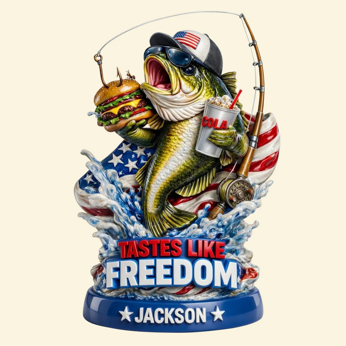 American Freedom Fishing - Personalized Shape Acrylic Plaque - Gift For Dad, Fishing Lover - Image 4