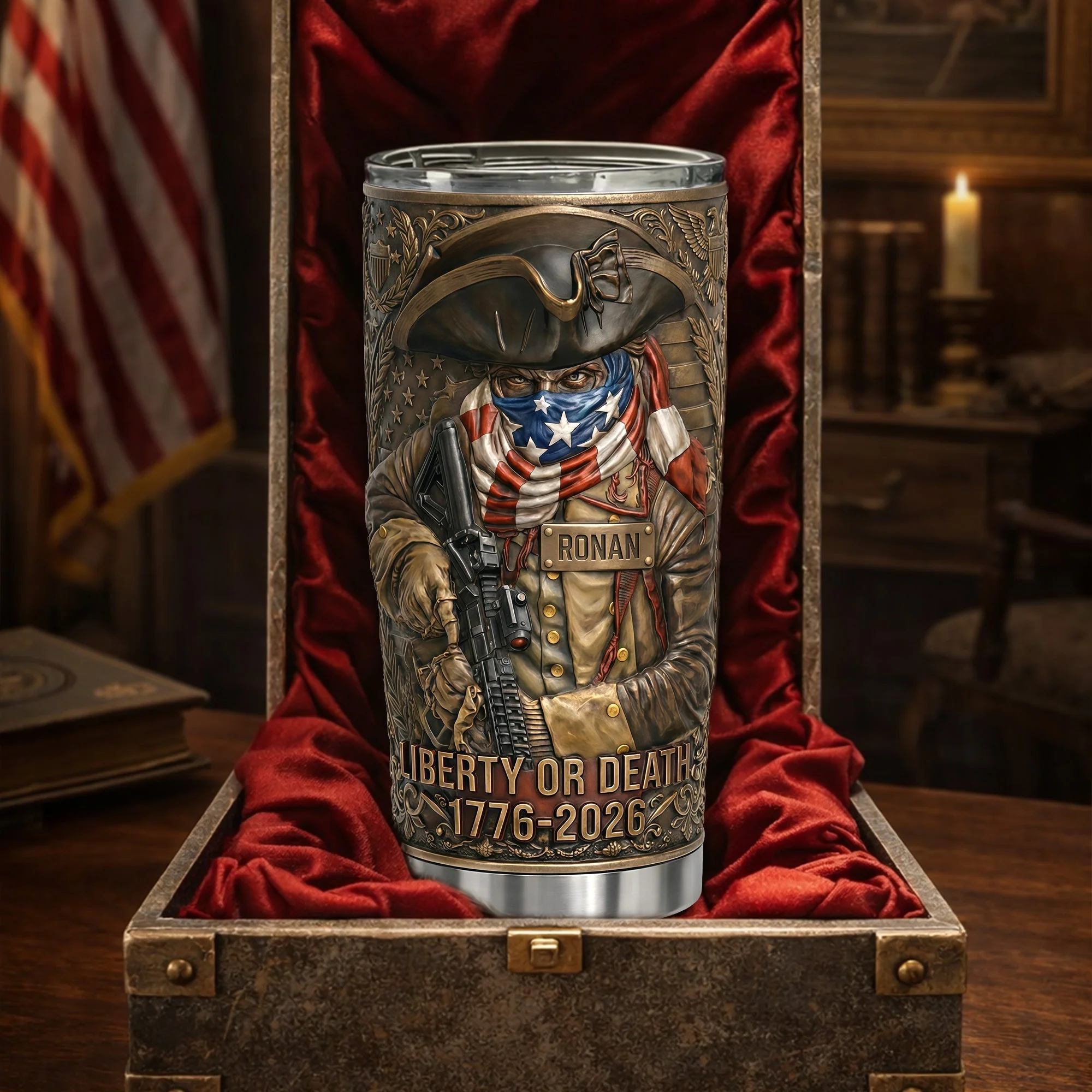 American Freedom Warrior Liberty Or Death - Personalized Tumbler - Gift For Patriots - Image 4