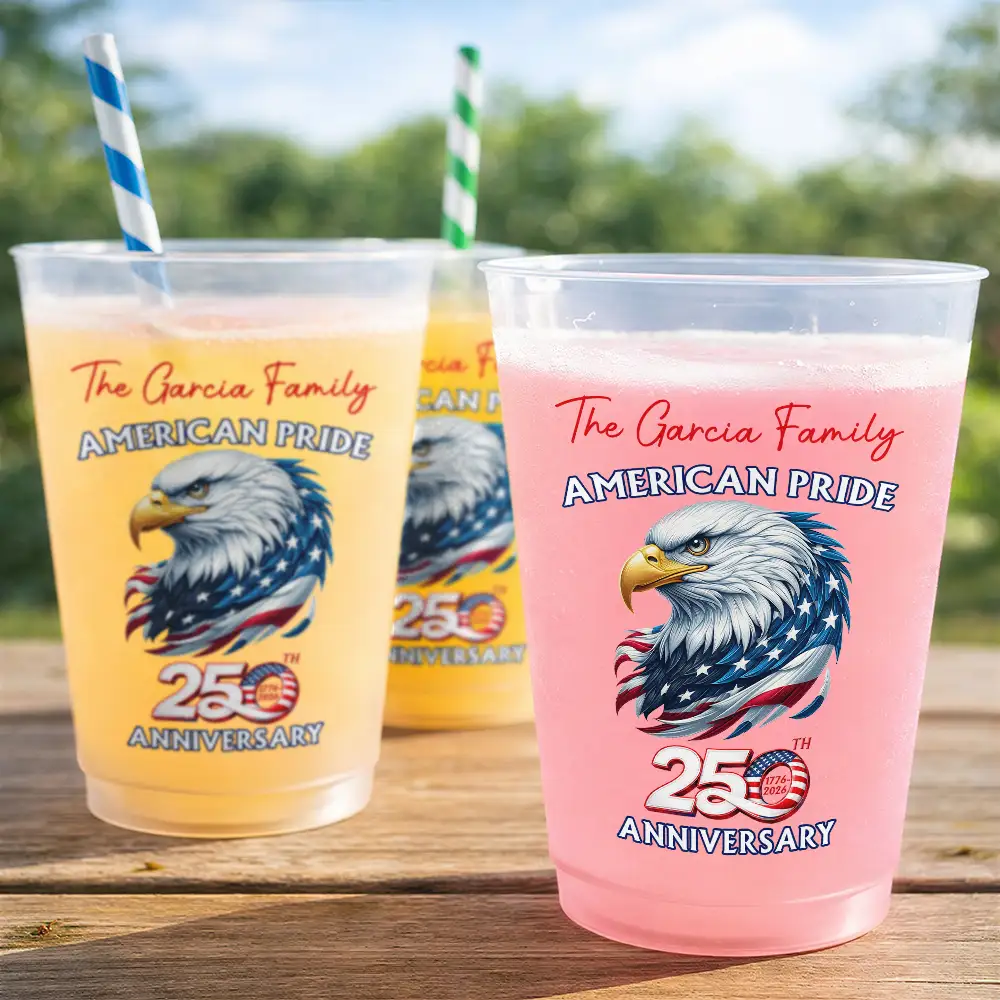 American Pride 250th Anniversary Eagle - Personalized Frosted Cups - Patriotic Gift For Family - Image 3
