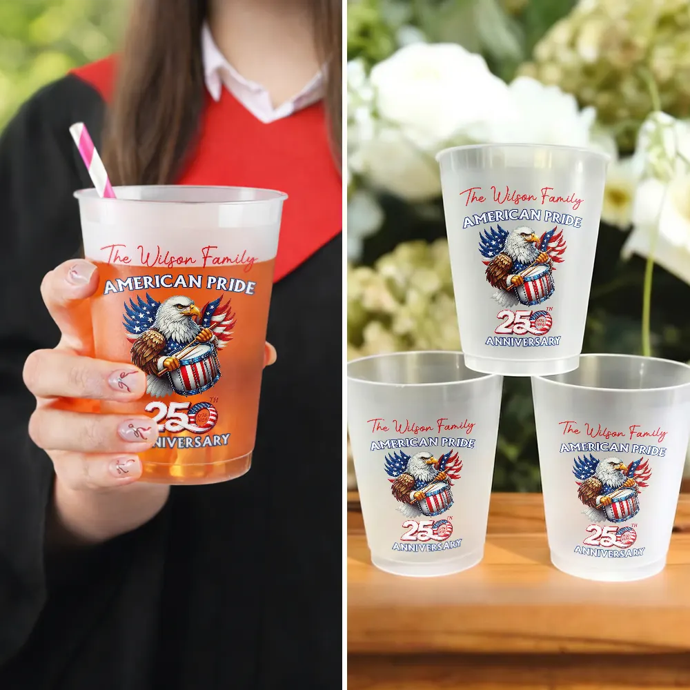 American Pride 250th Anniversary Eagle - Personalized Frosted Cups - Patriotic Gift For Family - Image 5