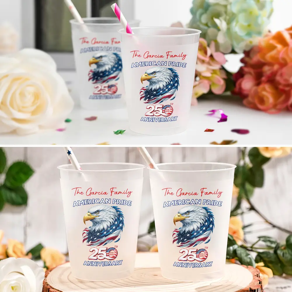 American Pride 250th Anniversary Eagle - Personalized Frosted Cups - Patriotic Gift For Family - Image 6