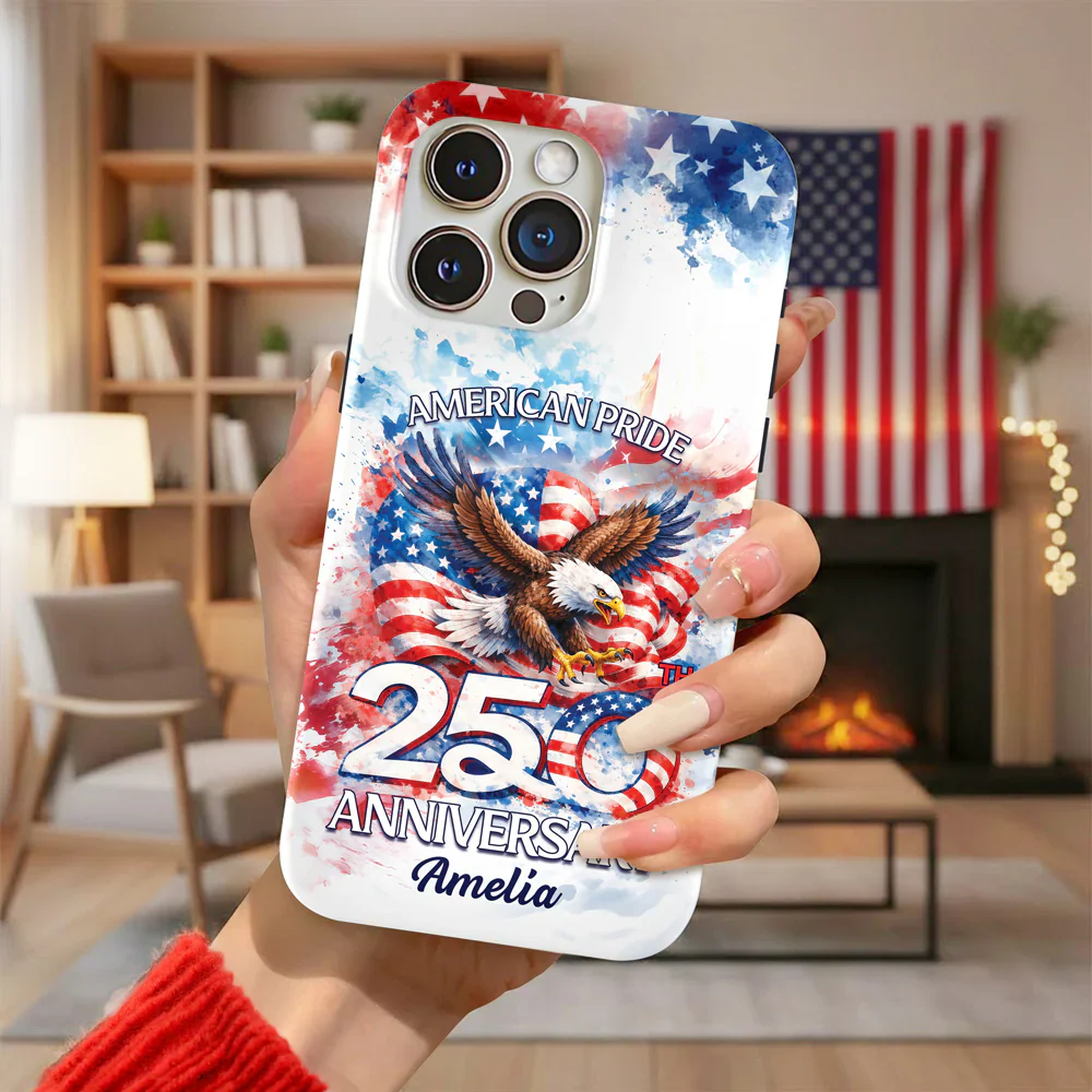 American Pride 250th Anniversary Patriotic Eagle - Personalized Phone Case - Gift For Patriots