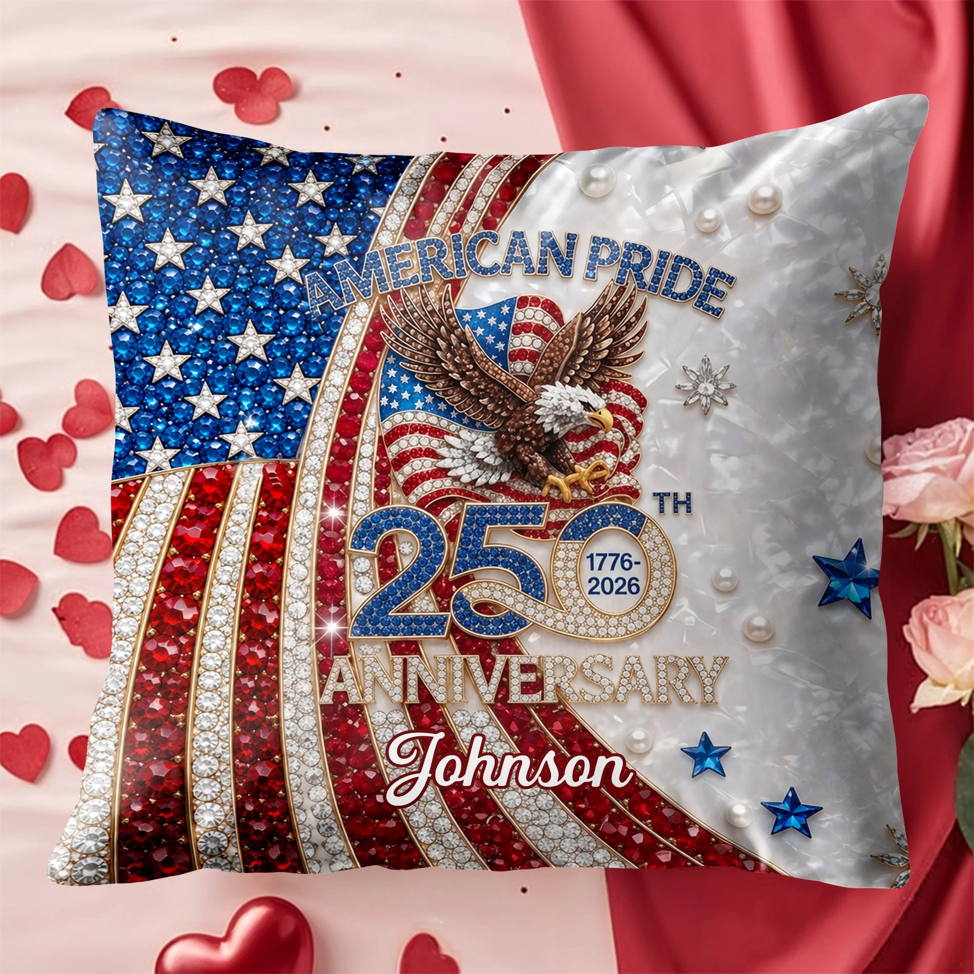 American Pride Anniversary With Eagle And Flag - Personalized Pillow - Gift For Patriots - Image 4