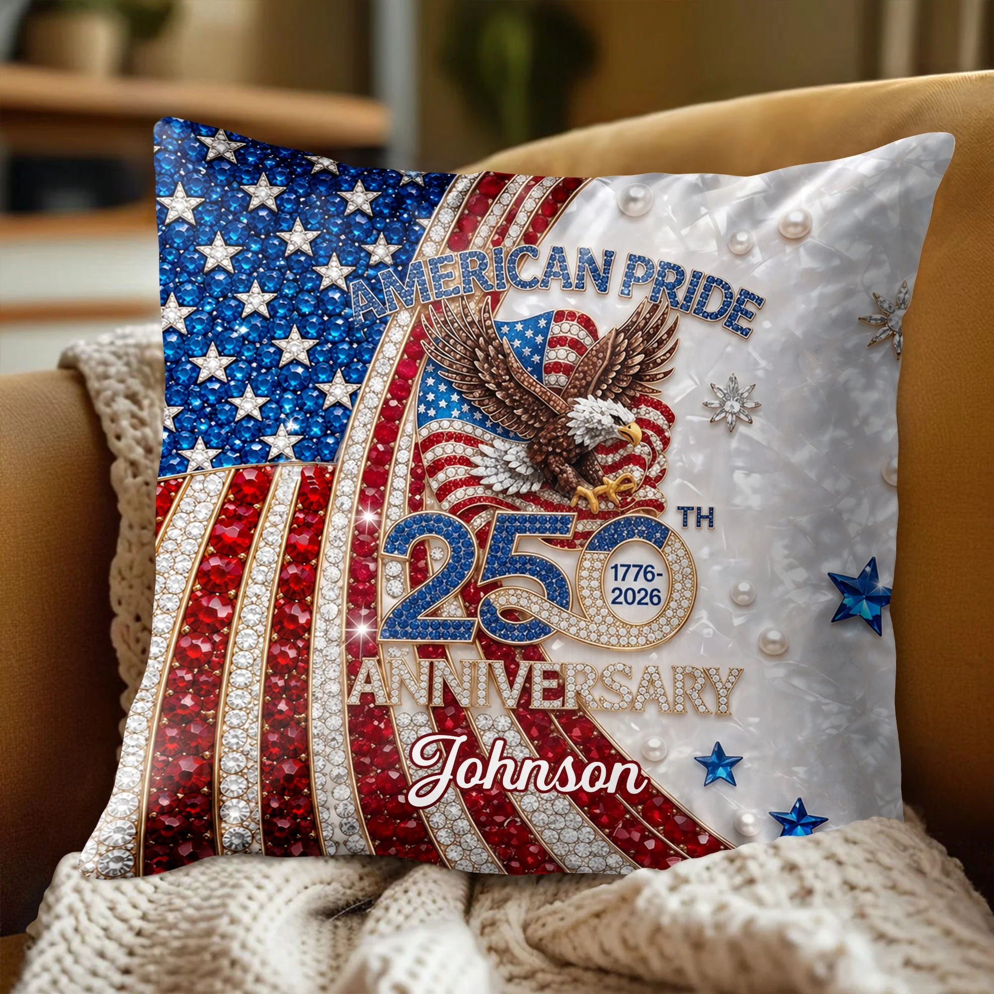 American Pride Anniversary With Eagle And Flag - Personalized Pillow - Gift For Patriots - Image 5