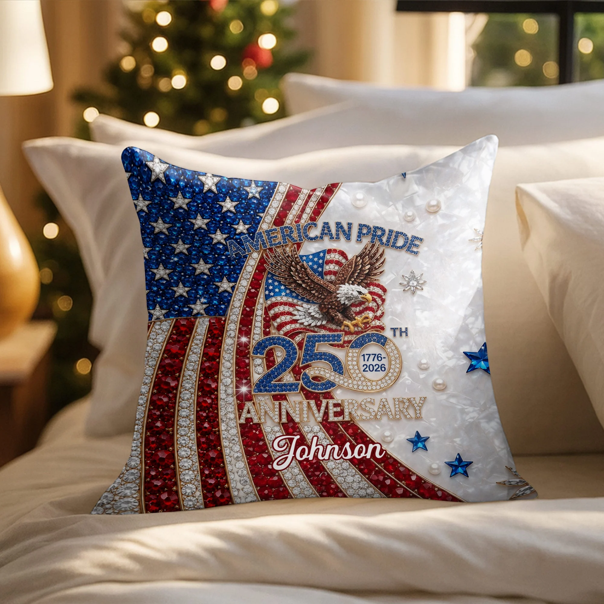 American Pride Anniversary With Eagle And Flag - Personalized Pillow - Gift For Patriots - Image 6