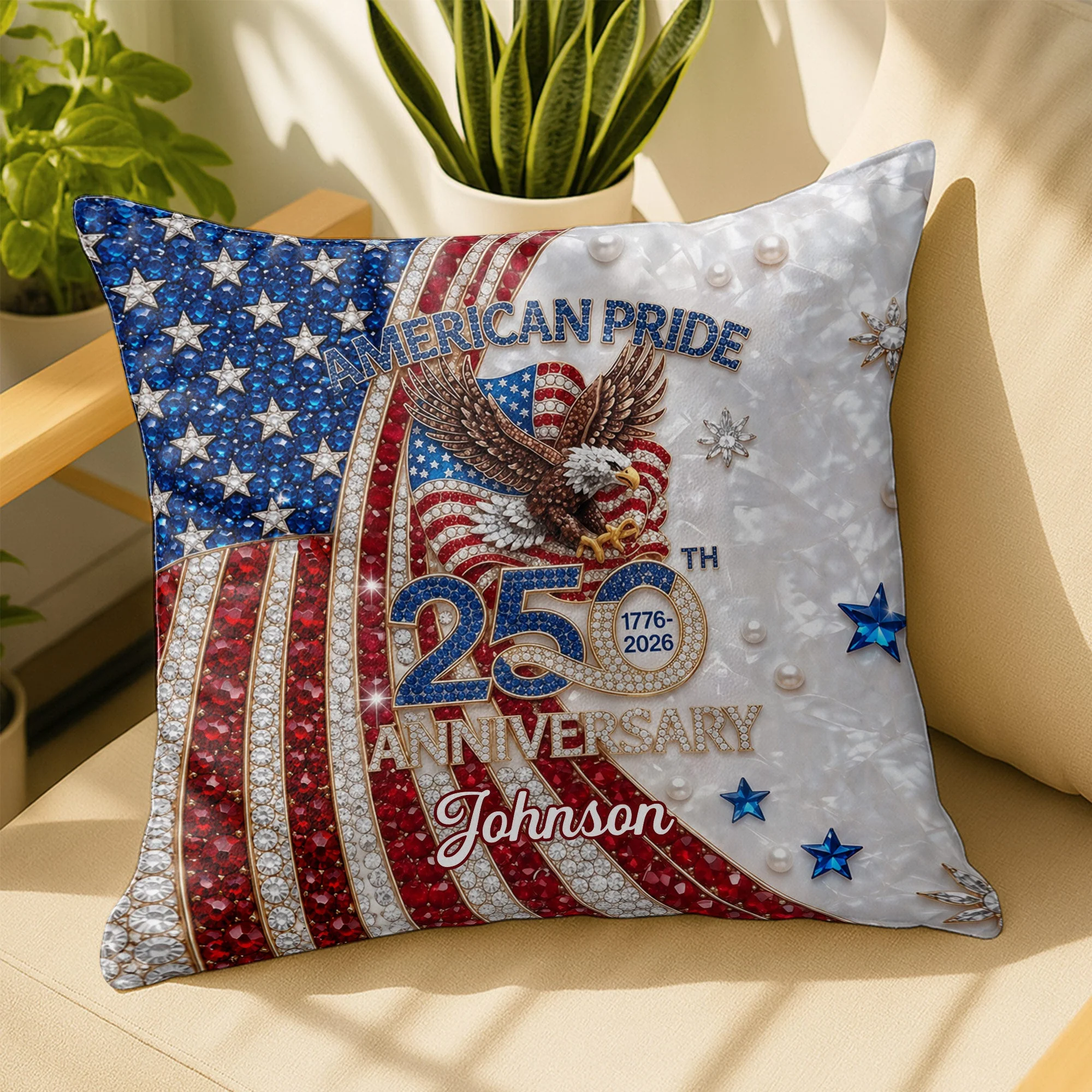 American Pride Anniversary With Eagle And Flag - Personalized Pillow - Gift For Patriots - Image 7