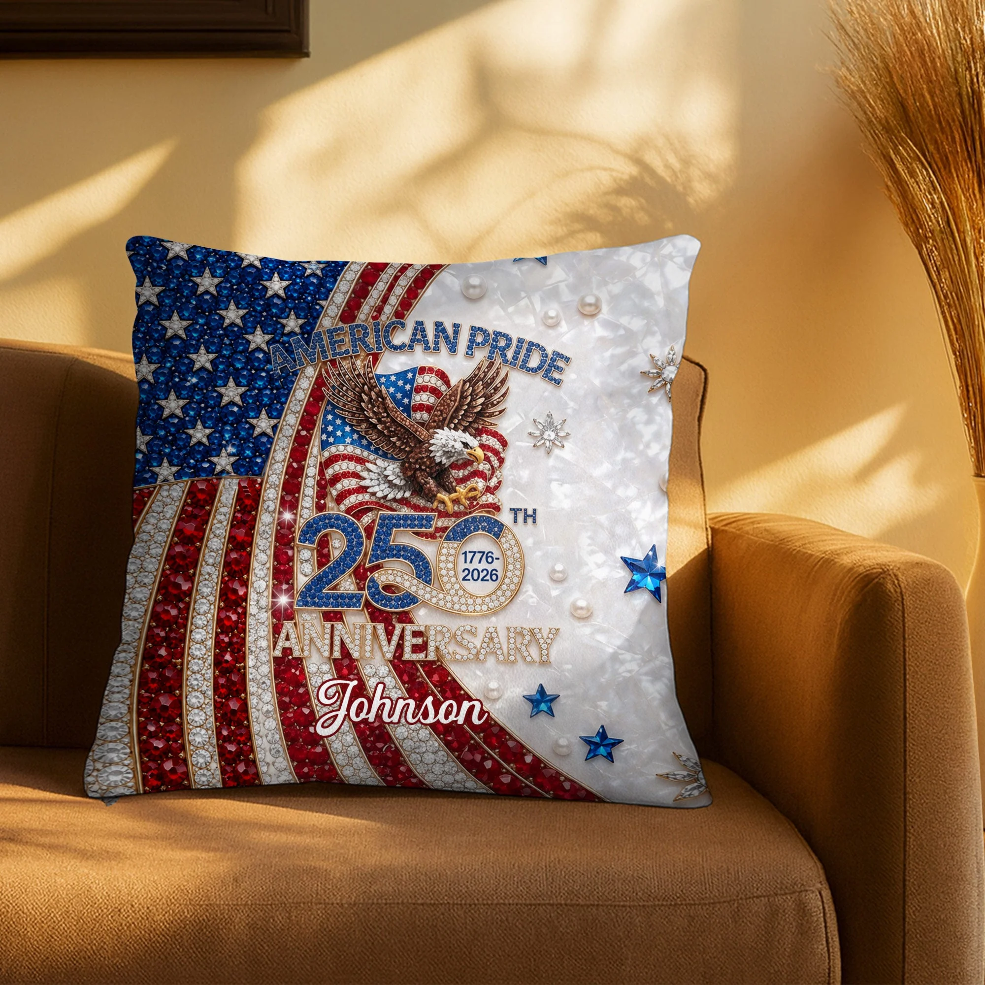 American Pride Anniversary With Eagle And Flag - Personalized Pillow - Gift For Patriots - Image 8