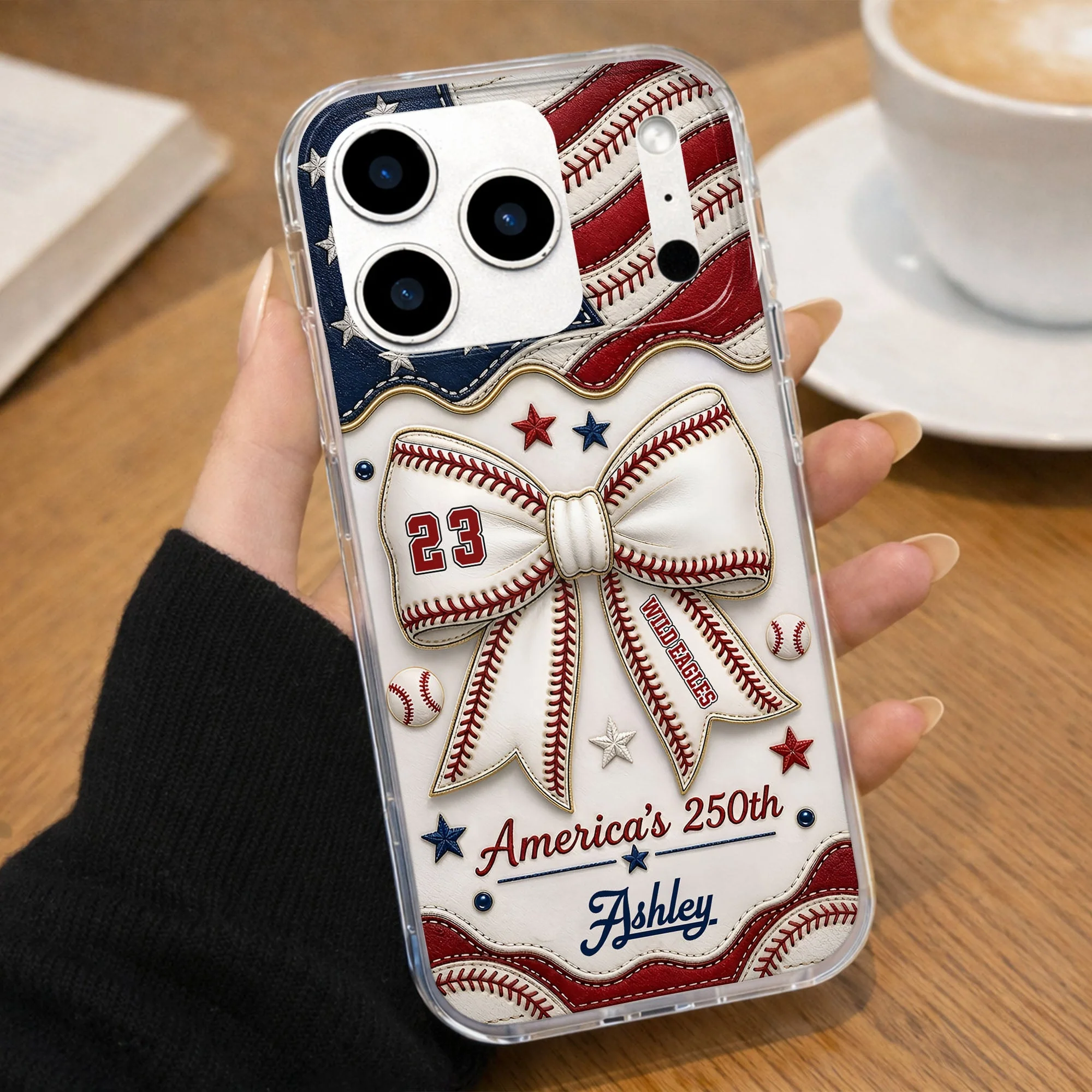 America's 250th Coquette Bow Baseball Stitches - Personalized Phone Case - Gift For Patriots - Image 10