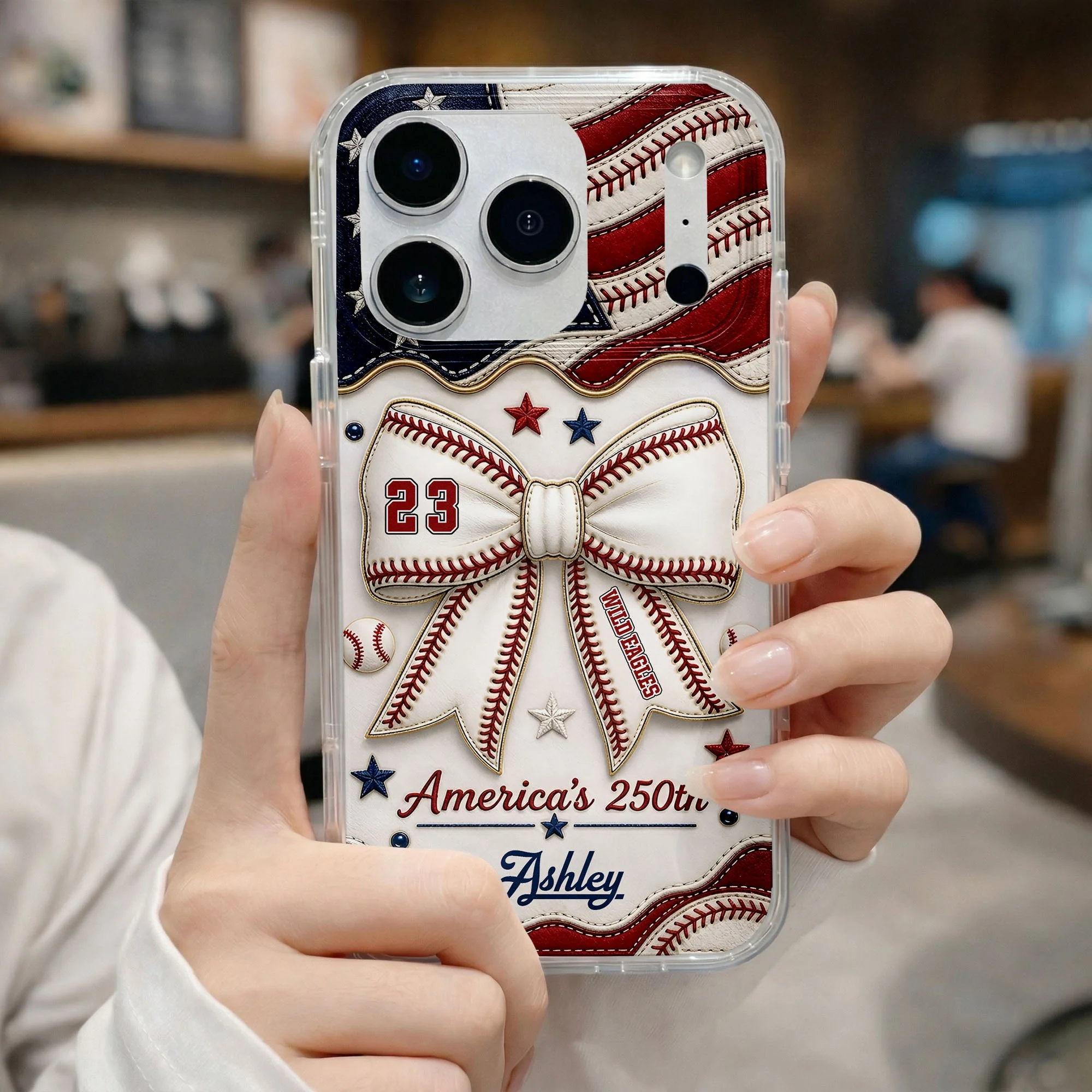America's 250th Coquette Bow Baseball Stitches - Personalized Phone Case - Gift For Patriots - Image 13