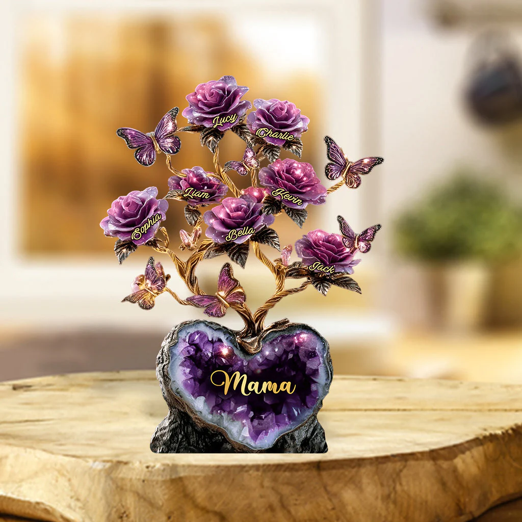 Amethyst Style Rose Tree - Personalized Shape Acrylic Plaque - Gift For Mom, Grandma HN02 - Image 2