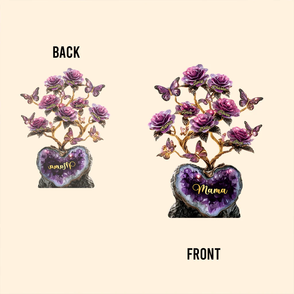 Amethyst Style Rose Tree - Personalized Shape Acrylic Plaque - Gift For Mom, Grandma HN02 - Image 4