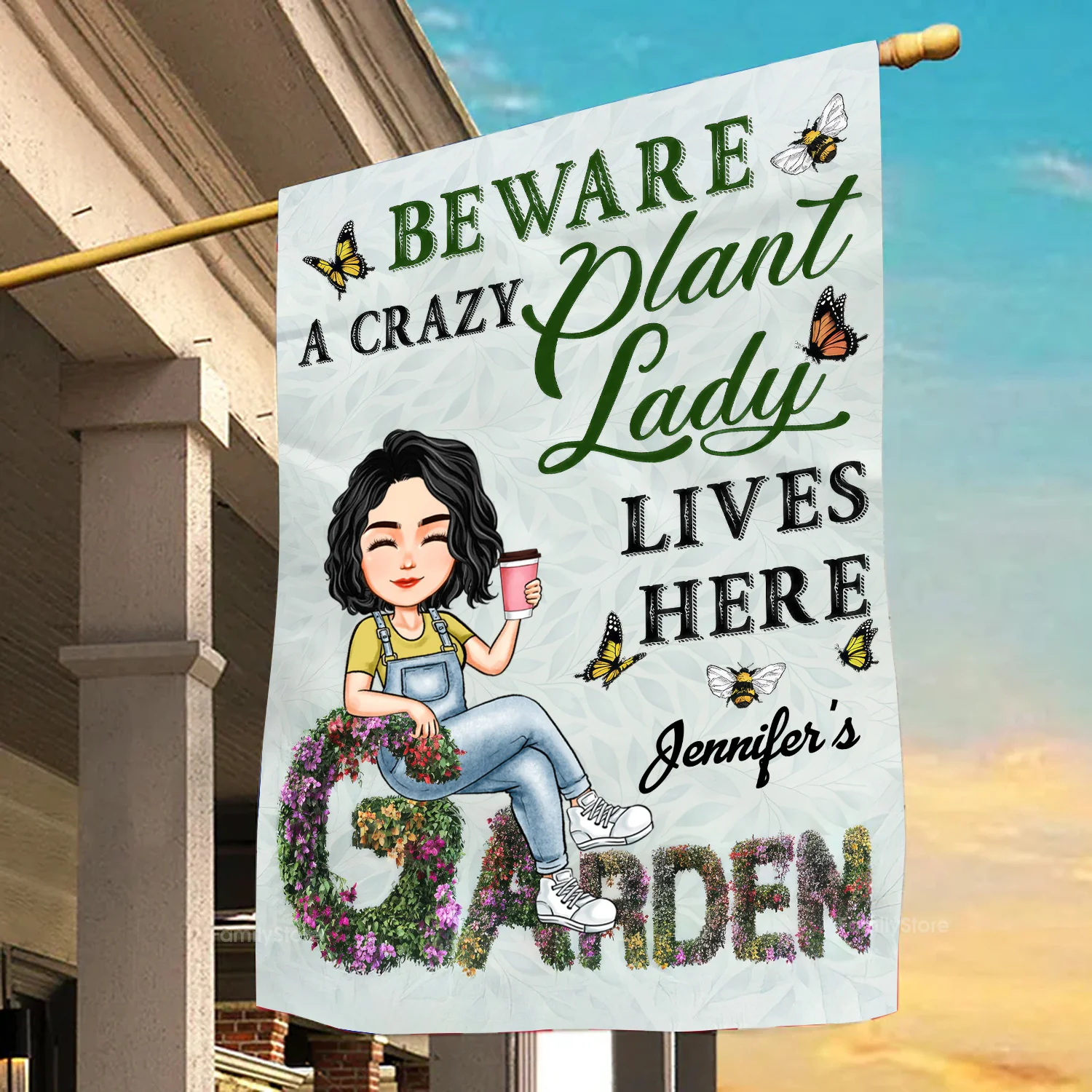 And Into The Garden I Go - Beware A Crazy Plant Lady Lives Her - Personalized Flag - Gift For Mom, Grandma, Mothers Day, Plant Lovers | GR21 NA94 - Image 3