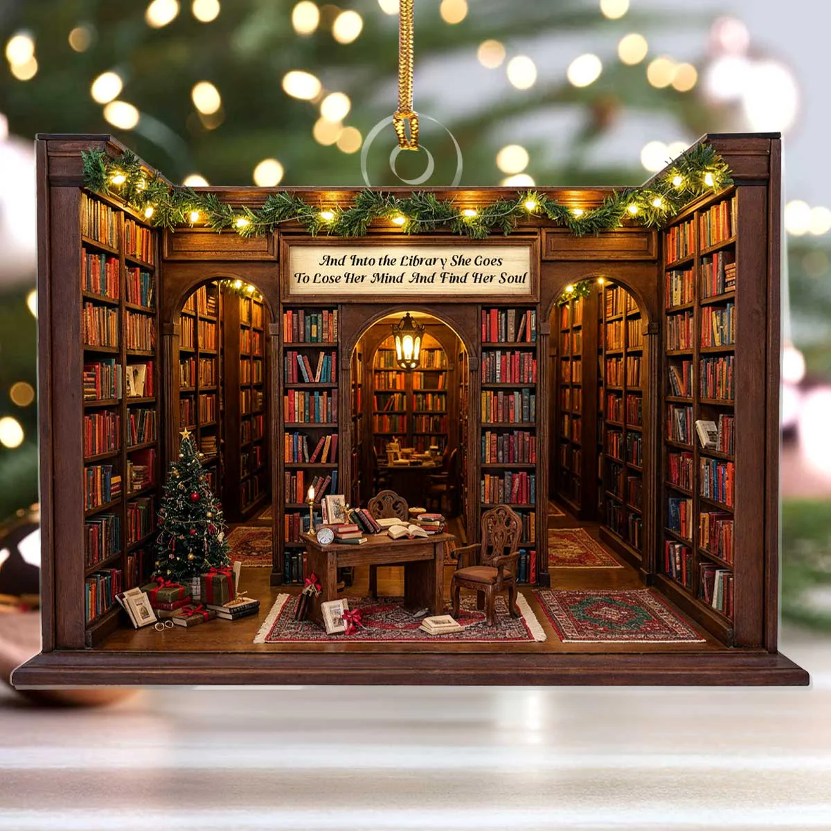 And Into the Library She Goes - Personalized Acrylic Ornament - Christmas Gift For Book Lovers, Her HH01 - Image 4