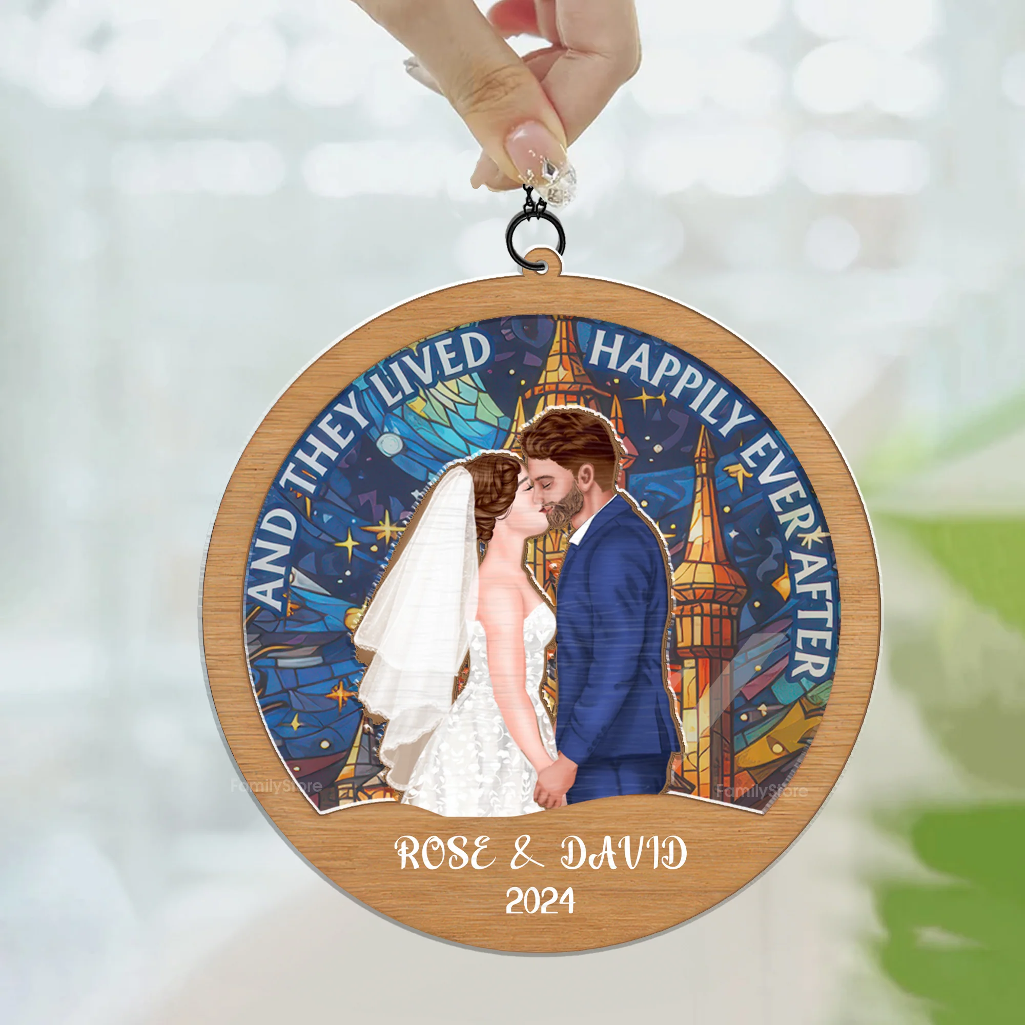 And They Lived Happily Ever After - Gift for Couples, Wedding - Window Window Hanging Suncatcher Ornament - CL30 NH96 - Image 3