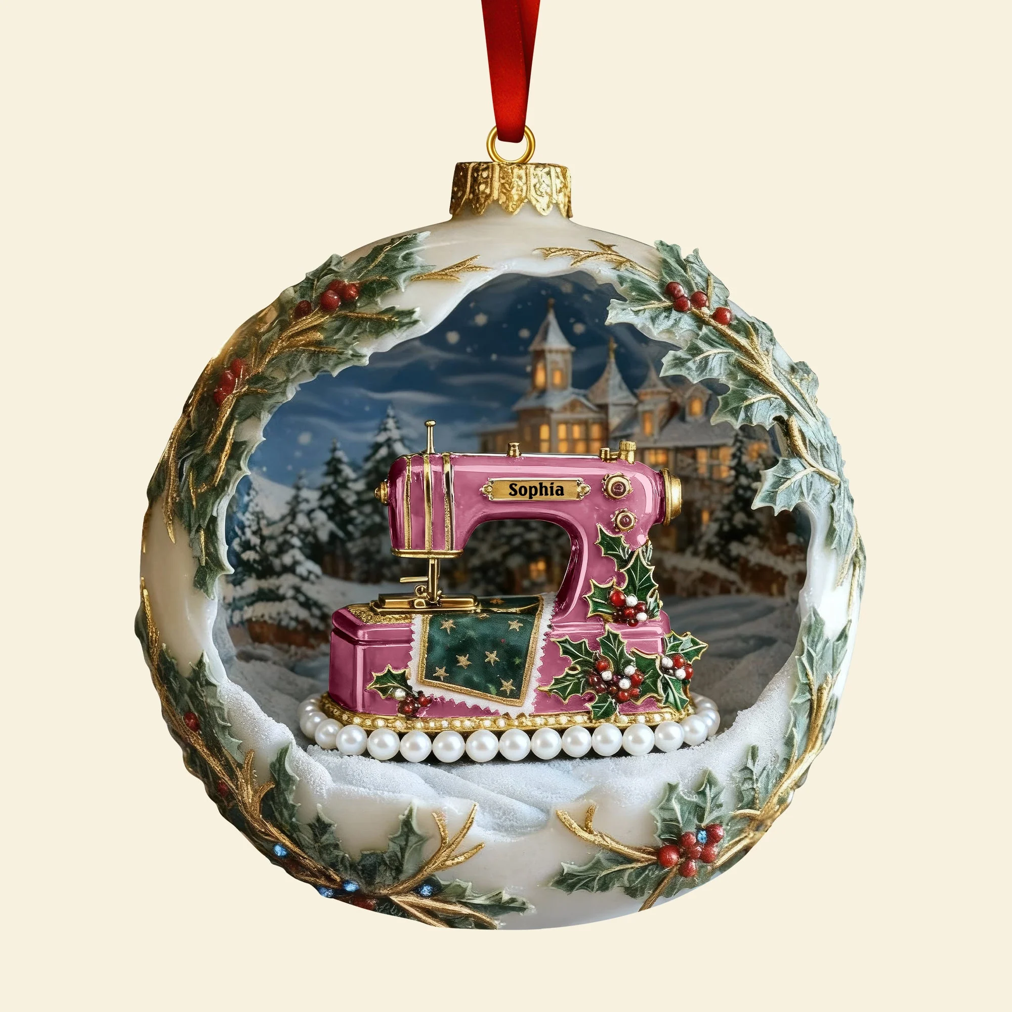 Antique Sewing Machine - Personalized Acrylic Ornament - Christmas Gifts For Sewing Lovers - Image 4