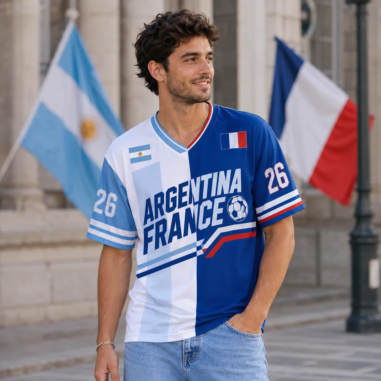 Argentina And France Global Football Championships 2026 - Personalized Soccer Jersey - Gifts For Sport Fans - Image 2