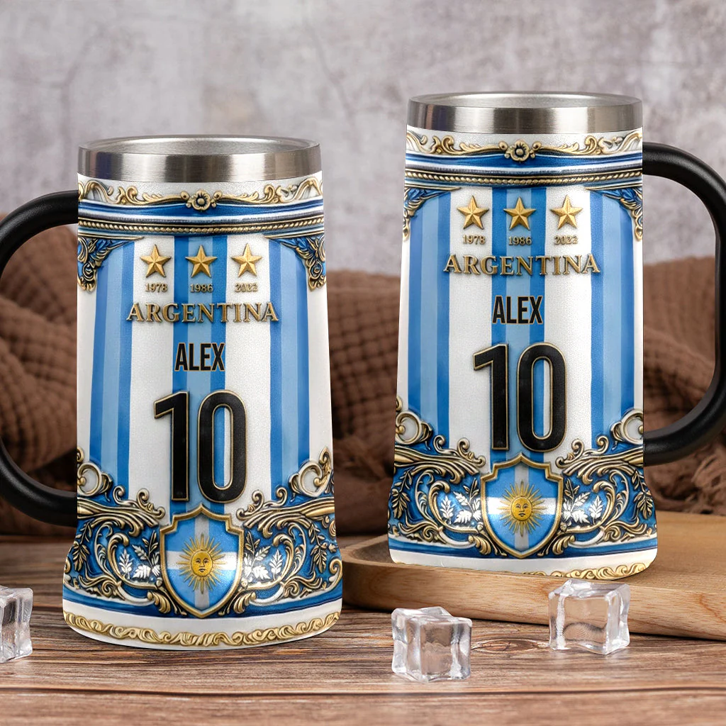 Argentina Global Football Championships 2026 - Personalized Beer Stein - Gift For Men, Argentina Fans, Soccer Lovers - Image 2