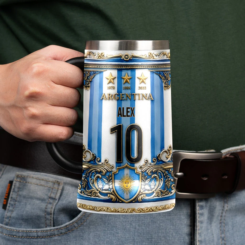 Argentina Global Football Championships 2026 - Personalized Beer Stein - Gift For Men, Argentina Fans, Soccer Lovers - Image 3