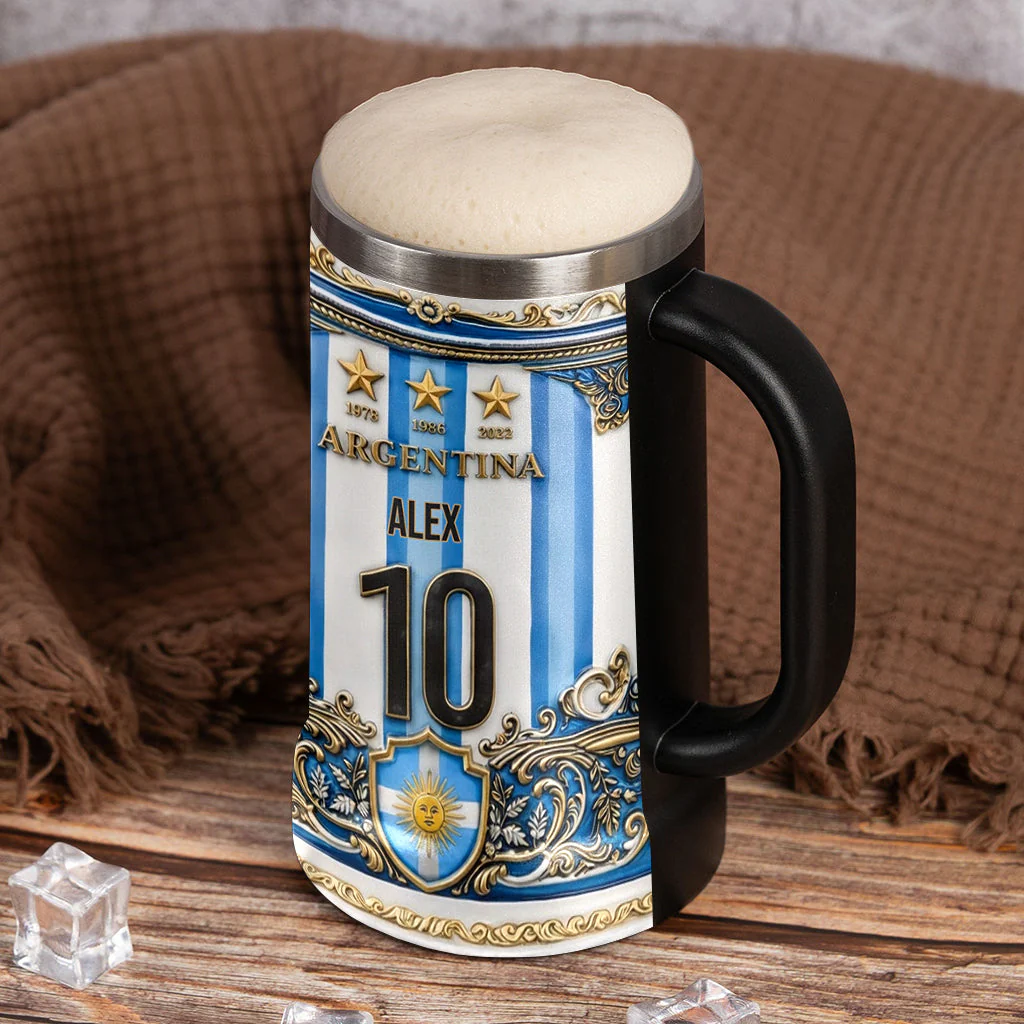 Argentina Global Football Championships 2026 - Personalized Beer Stein - Gift For Men, Argentina Fans, Soccer Lovers - Image 4