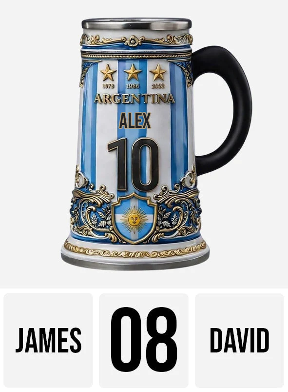Argentina Global Football Championships 2026 - Personalized Beer Stein - Gift For Men, Argentina Fans, Soccer Lovers - Image 5