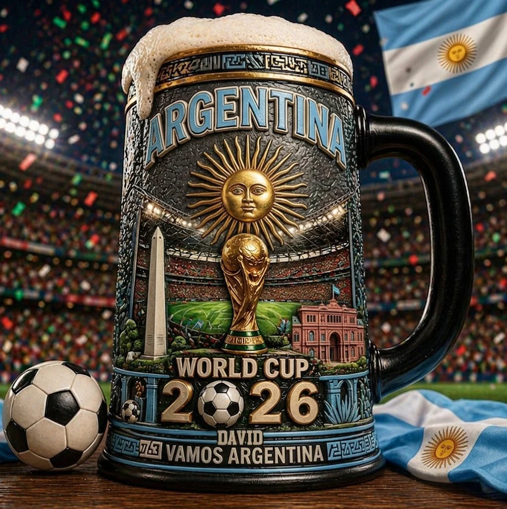Argentina Global Football Tournament 2026 - Personalized Beer Stein - Gift For Men, Argentina Fans, Soccer Lovers