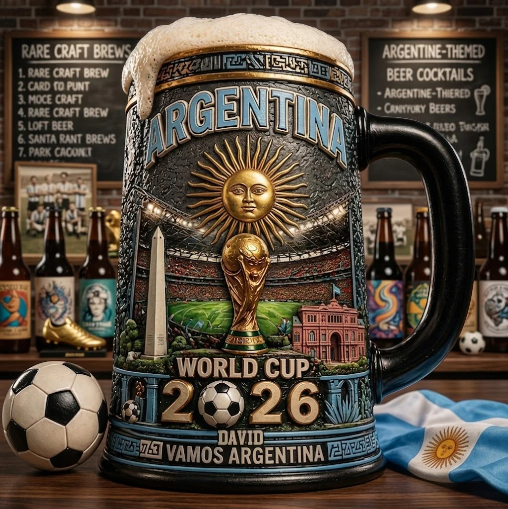 Argentina Global Football Tournament 2026 - Personalized Beer Stein - Gift For Men, Argentina Fans, Soccer Lovers - Image 4