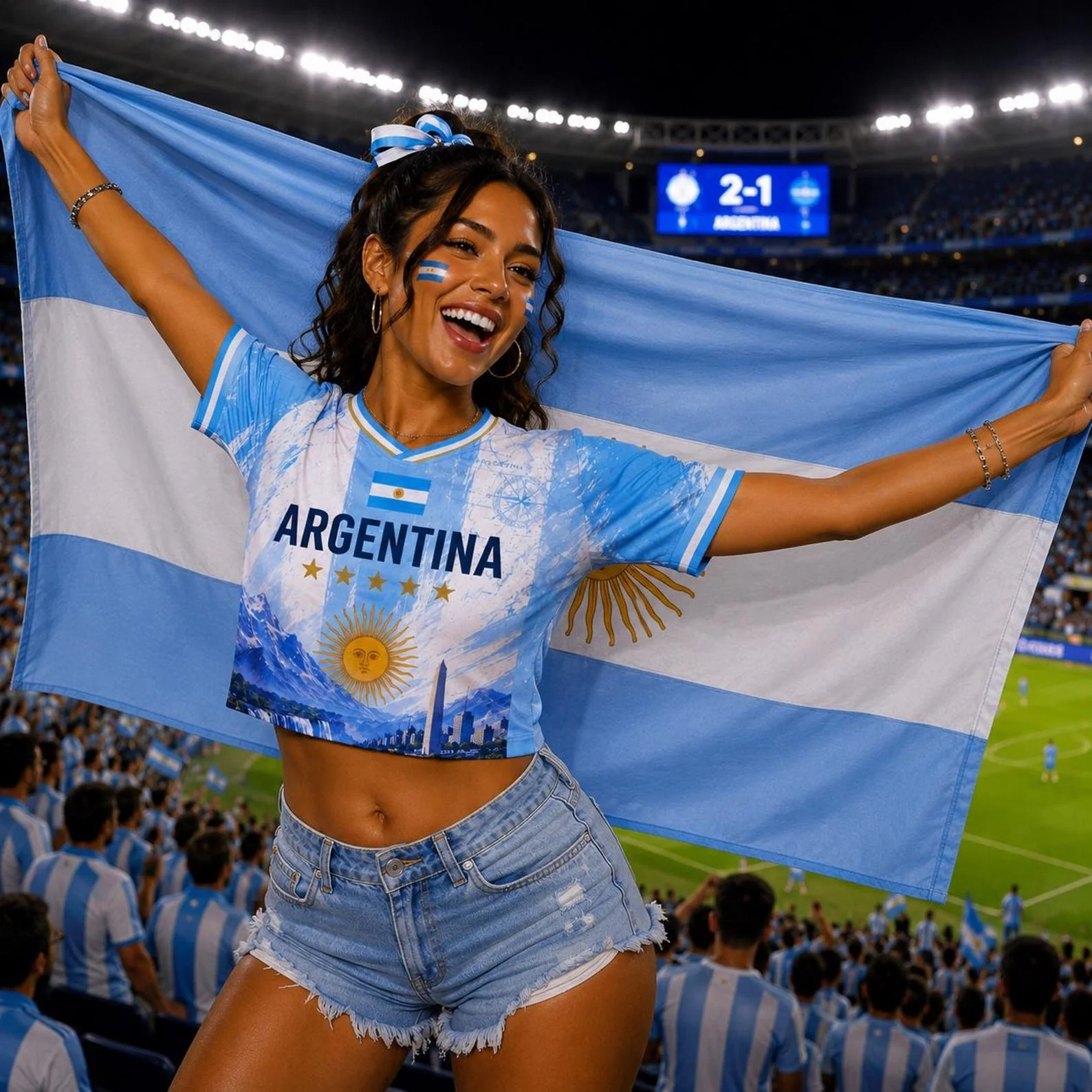 Argentina Global Soccer Championship 2026 - Personalized Croptop Jersey - Gifts For Football Lovers, Sports Fans - Image 2