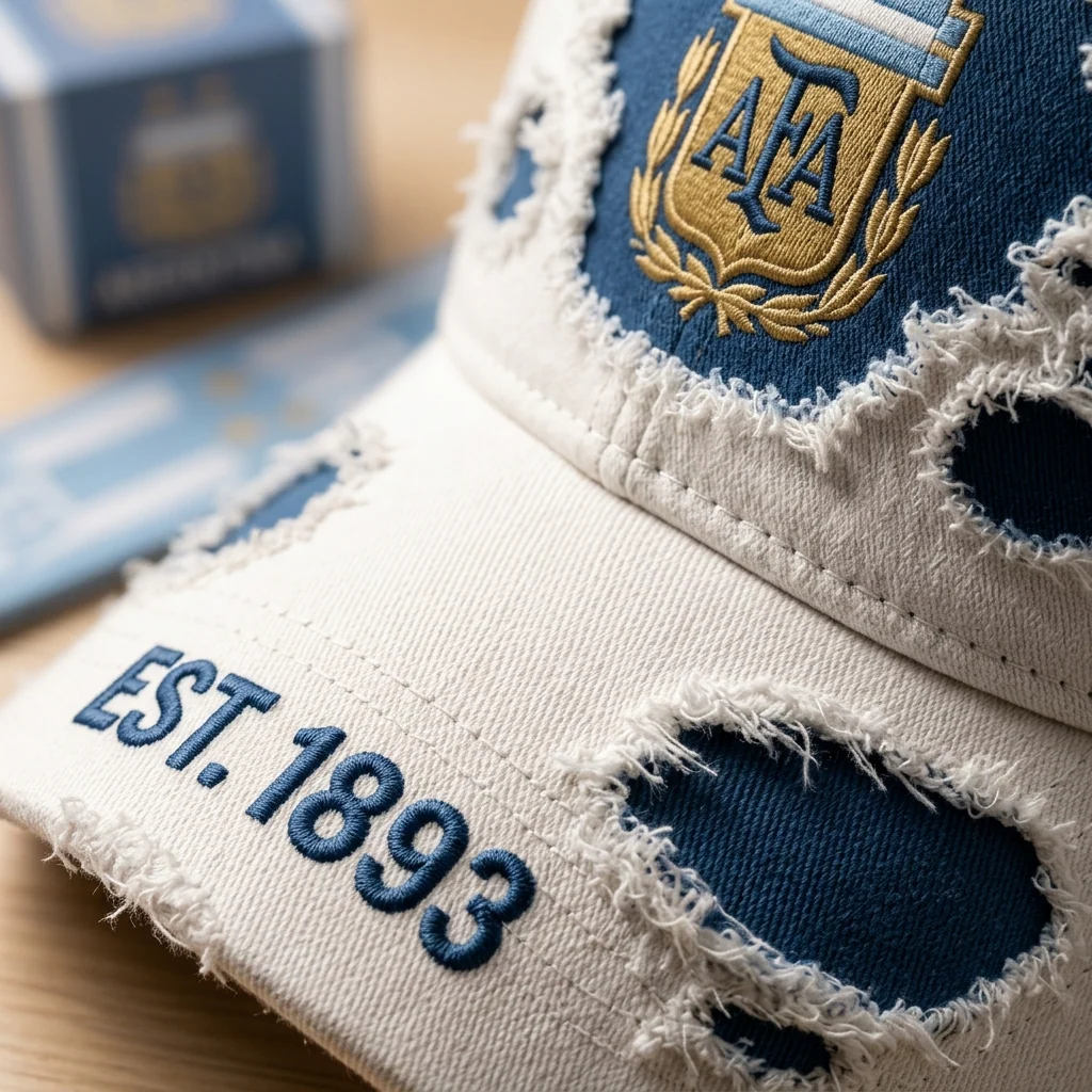 Argentina National Football Team White Distressed - Classic Cap - Gifts For Football Lovers, Sports Fans - Image 2