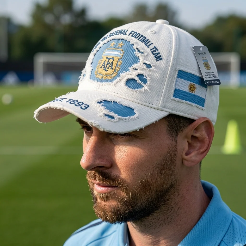 Argentina National Football Team White Distressed - Classic Cap - Gifts For Football Lovers, Sports Fans - Image 4