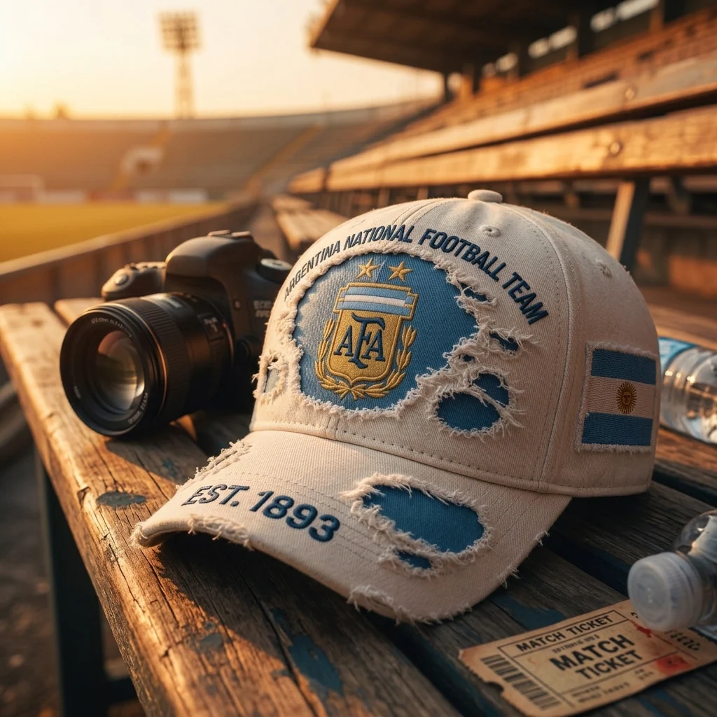 Argentina National Football Team White Distressed - Classic Cap - Gifts For Football Lovers, Sports Fans - Image 5