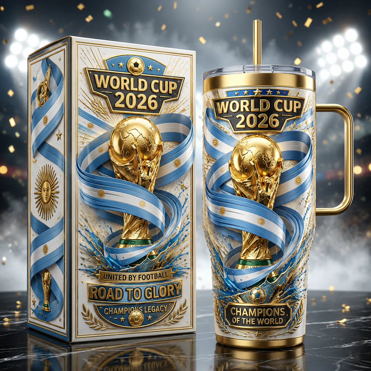 Argentina Soccer Road To Glory World Cup 2026 - Personalized Tumbler - Gifts For Football Lovers, Sports Fans