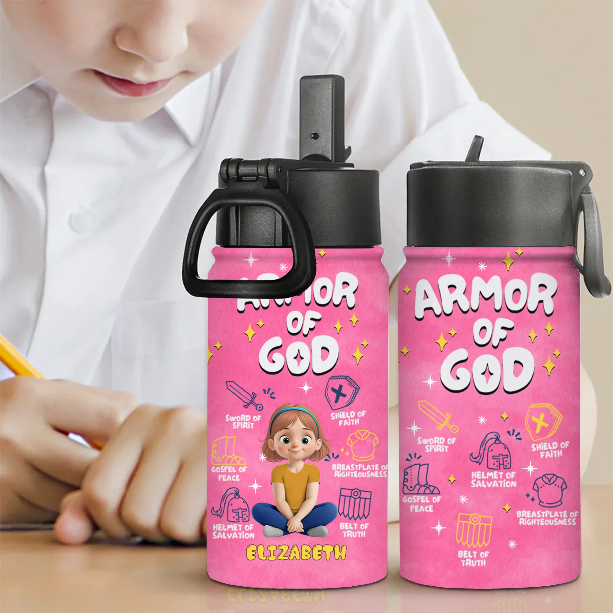 Armor Of God - Personalized Kid Water Bottle - Back To School Gift For Kids | GR25 TD118 - Image 5
