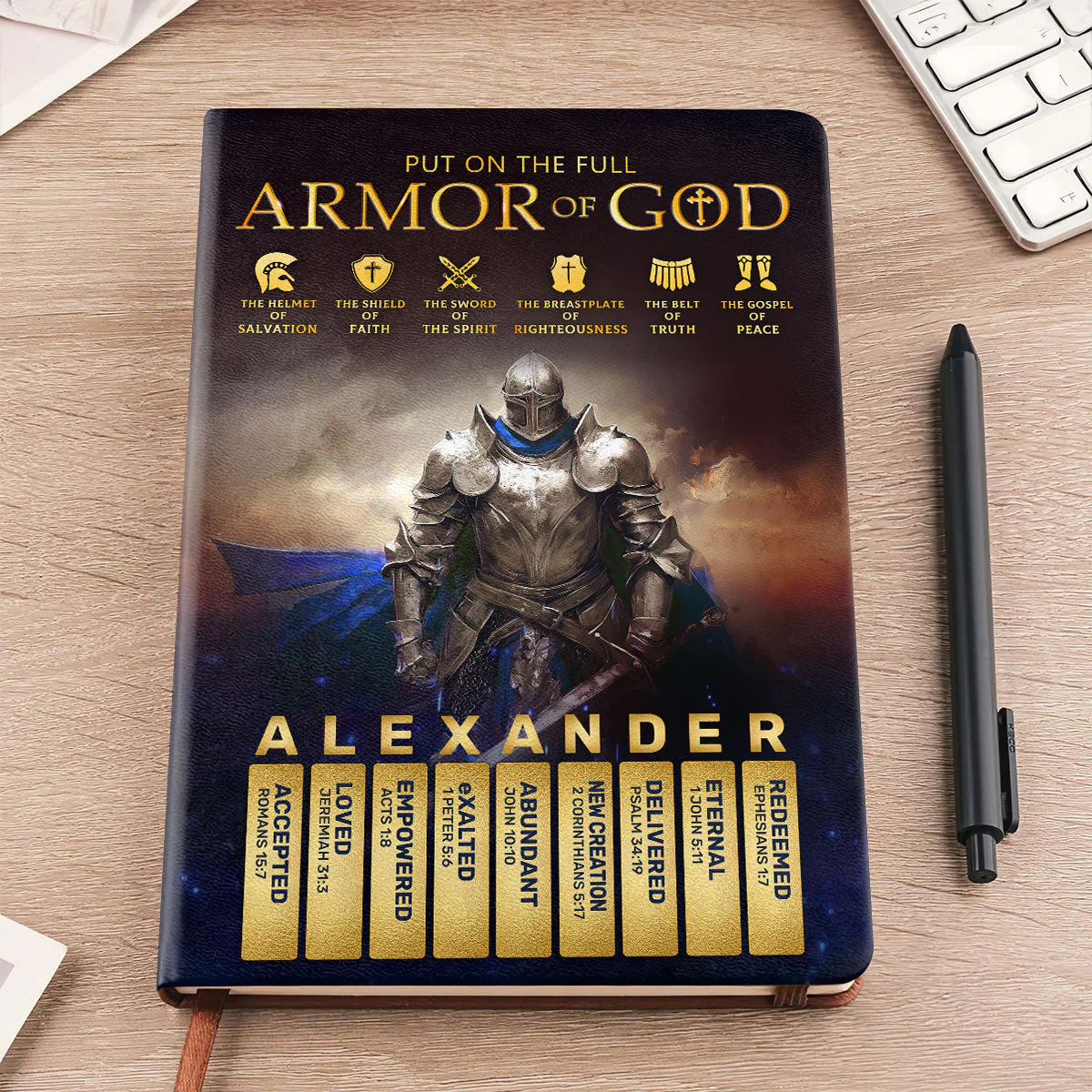 Armor Of God - Personalized Leather Cover Notebook